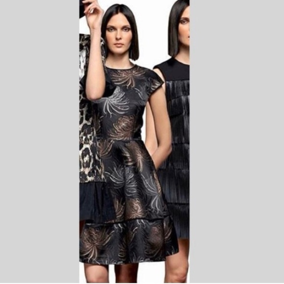 Beatrice b. Italia Floral Jacquard Shimmering Lurex Dress Women's 6 - Picture 6 of 15